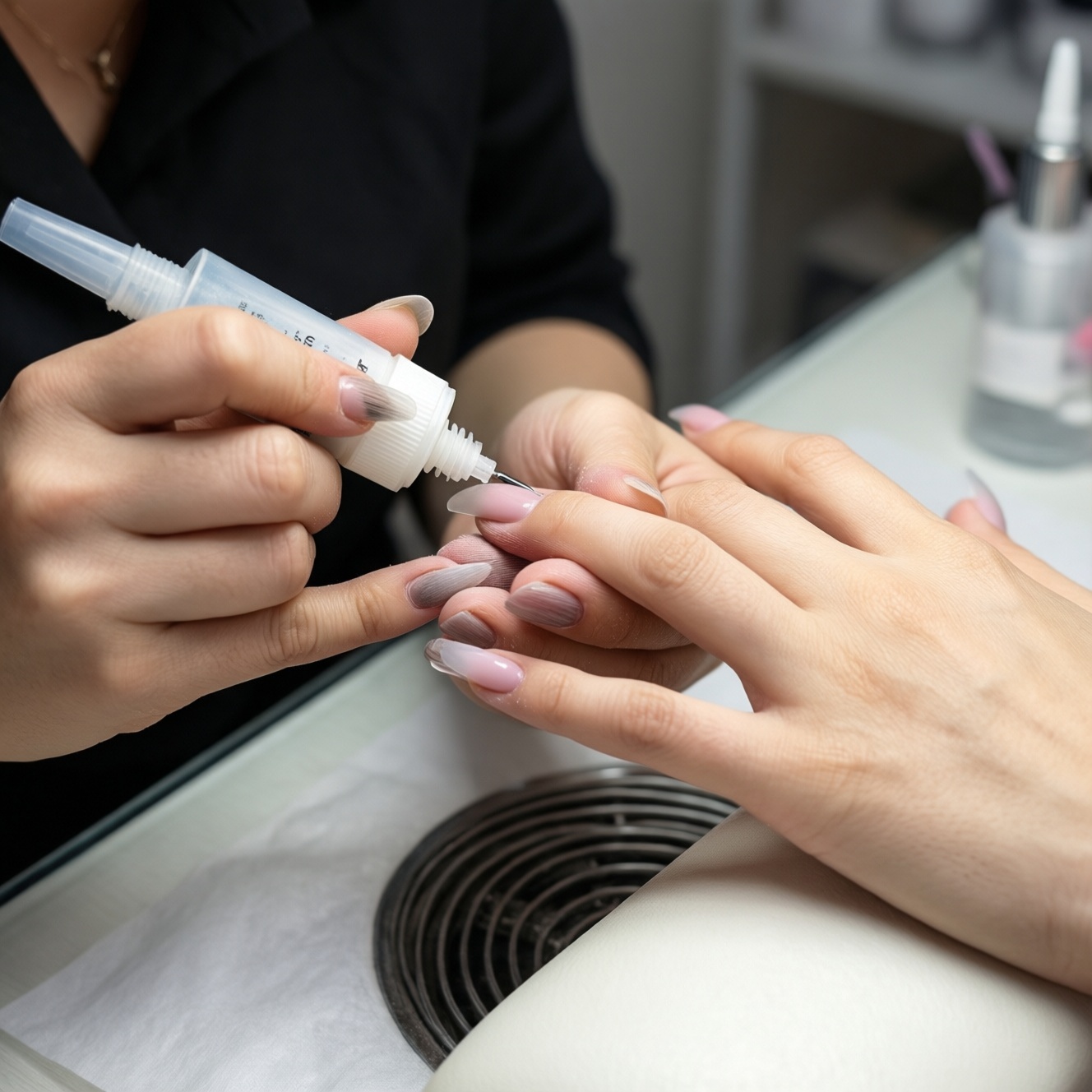 Безопасное использование nail glue при создании акриловых ногтей